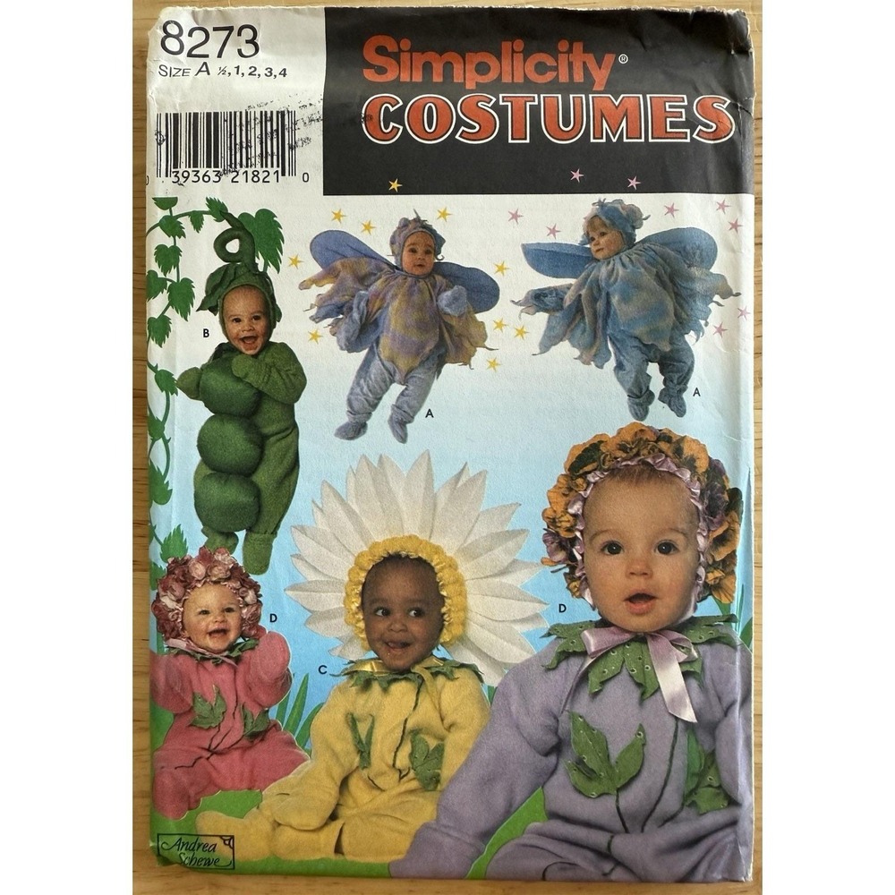 Pea Fairy Flower Toddlers 6M 1 2 3 4 Costume Simplicity 8273 Sewing‎ Pattern UC